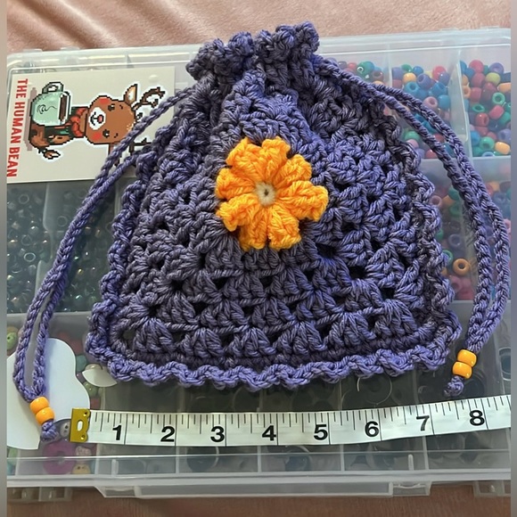 Crocheted Drawstring Flower Pouch 🌸 - Picture 5 of 6